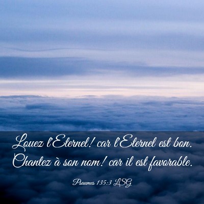 Picture 03 - Psaumes 135:3 LSG - Louez l'Eternel! car l'Eternel est bon. Chantez - Bible Verse Picture