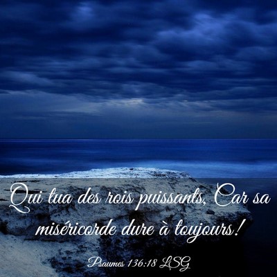 Picture 03 - Psaumes 136:18 LSG - Qui tua des rois puissants, Car sa miséricorde - Bible Verse Picture