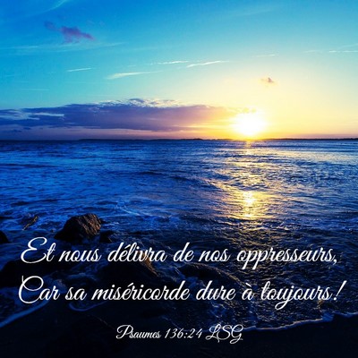 Picture 03 - Psaumes 136:24 LSG - Et nous délivra de nos oppresseurs, Car sa - Bible Verse Picture