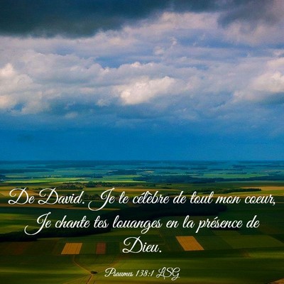 Picture 03 - Psaumes 138:1 LSG - De David. Je te célèbre de tout mon coeur, Je - Bible Verse Picture