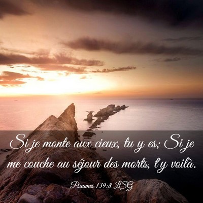 Picture 03 - Psaumes 139:8 LSG - Si je monte aux cieux, tu y es; Si je me couche - Bible Verse Picture