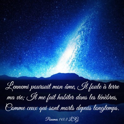 Picture 03 - Psaumes 143:3 LSG - L'ennemi poursuit mon âme, Il foule à terre ma - Bible Verse Picture
