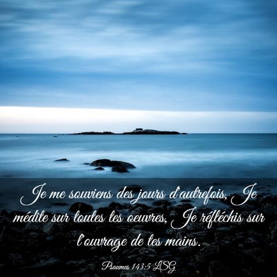 Picture 03 - Psaumes 143:5 LSG - Je me souviens des jours d'autrefois, Je médite - Bible Verse Picture