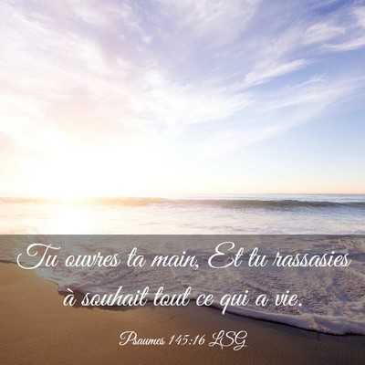 Picture 03 - Psaumes 145:16 LSG - Tu ouvres ta main, Et tu rassasies à souhait - Bible Verse Picture