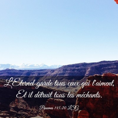 Picture 03 - Psaumes 145:20 LSG - L'Eternel garde tous ceux qui l'aiment, Et il - Bible Verse Picture