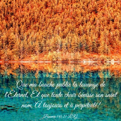 Picture 03 - Psaumes 145:21 LSG - Que ma bouche publie la louange de l'Eternel, Et - Bible Verse Picture