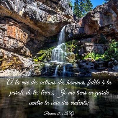 Picture 03 - Psaumes 17:4 LSG - A la vue des actions des hommes, fidèle à la - Bible Verse Picture