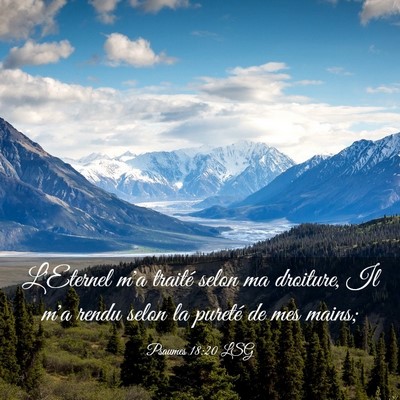 Picture 03 - Psaumes 18:20 LSG - L'Eternel m'a traité selon ma droiture, Il m'a - Bible Verse Picture
