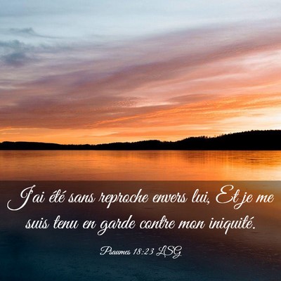 Picture 03 - Psaumes 18:23 LSG - J'ai été sans reproche envers lui, Et je me - Bible Verse Picture