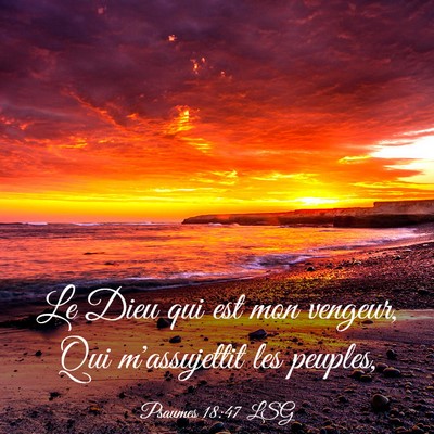 Picture 03 - Psaumes 18:47 LSG - Le Dieu qui est mon vengeur, Qui m'assujettit les - Bible Verse Picture