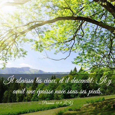 Picture 03 - Psaumes 18:9 LSG - Il abaissa les cieux, et il descendit: Il y avait - Bible Verse Picture