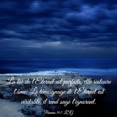 Picture 03 - Psaumes 19:7 LSG - La loi de l'Eternel est parfaite, elle restaure - Bible Verse Picture