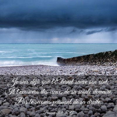Picture 03 - Psaumes 20:6 LSG - Je sais déjà que l'Eternel sauve son oint; Il - Bible Verse Picture