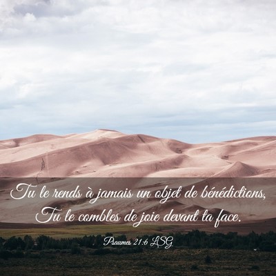 Picture 03 - Psaumes 21:6 LSG - Tu le rends à jamais un objet de bénédictions, - Bible Verse Picture