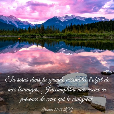 Picture 03 - Psaumes 22:25 LSG - Tu seras dans la grande assemblée l'objet de mes - Bible Verse Picture
