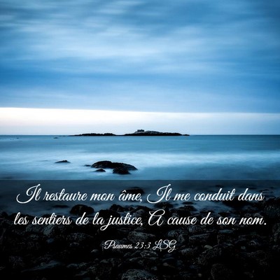 Picture 03 - Psaumes 23:3 LSG - Il restaure mon âme, Il me conduit dans les - Bible Verse Picture