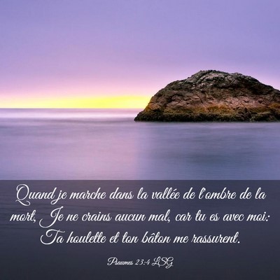 Picture 03 - Psaumes 23:4 LSG - Quand je marche dans la vallée de l'ombre de la - Bible Verse Picture