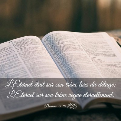 Picture 03 - Psaumes 29:10 LSG - L'Eternel était sur son trône lors du déluge; - Bible Verse Picture