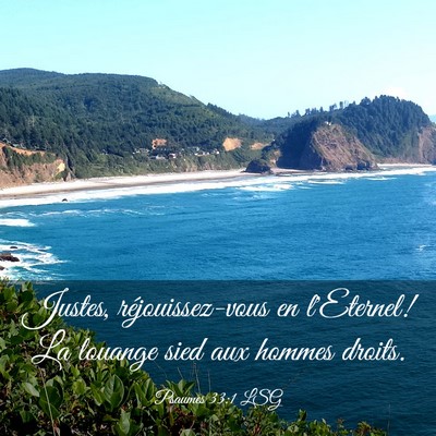 Picture 03 - Psaumes 33:1 LSG - Justes, réjouissez-vous en l'Eternel! La louange - Bible Verse Picture