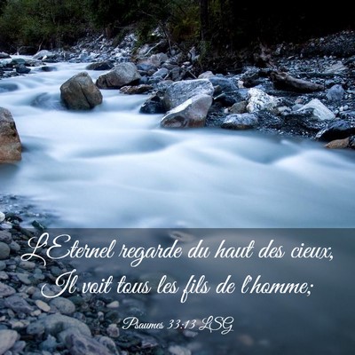 Picture 03 - Psaumes 33:13 LSG - L'Eternel regarde du haut des cieux, Il voit tous - Bible Verse Picture