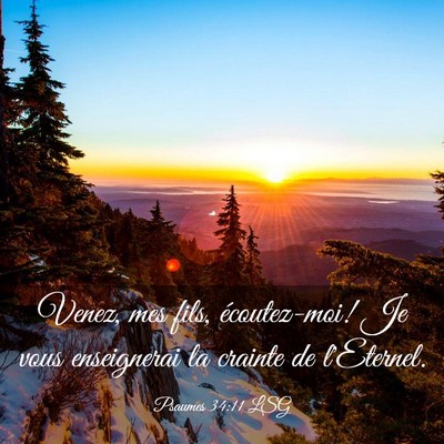 Picture 03 - Psaumes 34:11 LSG - Venez, mes fils, écoutez-moi! Je vous - Bible Verse Picture
