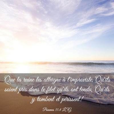 Picture 03 - Psaumes 35:8 LSG - Que la ruine les atteigne à l'improviste, Qu'ils - Bible Verse Picture
