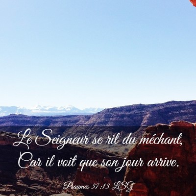 Picture 03 - Psaumes 37:13 LSG - Le Seigneur se rit du méchant, Car il voit que - Bible Verse Picture