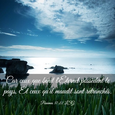 Picture 03 - Psaumes 37:22 LSG - Car ceux que bénit l'Eternel possèdent le pays, - Bible Verse Picture