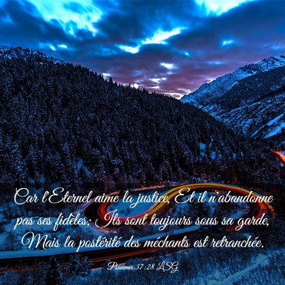 Picture 03 - Psaumes 37:28 LSG - Car l'Eternel aime la justice, Et il n'abandonne - Bible Verse Picture