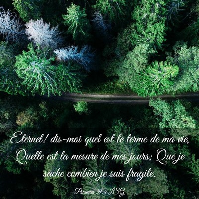 Picture 03 - Psaumes 39:4 LSG - Eternel! dis-moi quel est le terme de ma vie, - Bible Verse Picture