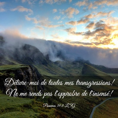 Picture 03 - Psaumes 39:8 LSG - Délivre-moi de toutes mes transgressions! Ne me - Bible Verse Picture