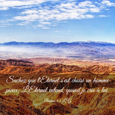 Picture 03 - Psaumes 4:3 LSG - Sachez que l'Eternel s'est choisi un homme pieux; - Bible Verse Picture