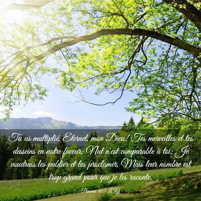 Picture 03 - Psaumes 40:5 LSG - Tu as multiplié, Eternel, mon Dieu! Tes - Bible Verse Picture