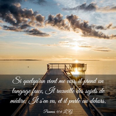 Picture 03 - Psaumes 41:6 LSG - Si quelqu'un vient me voir, il prend un langage - Bible Verse Picture