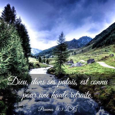 Picture 03 - Psaumes 48:3 LSG - Dieu, dans ses palais, est connu pour une haute - Bible Verse Picture