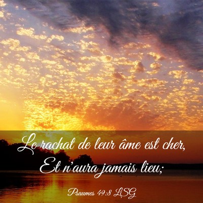 Picture 03 - Psaumes 49:8 LSG - Le rachat de leur âme est cher, Et n'aura jamais - Bible Verse Picture