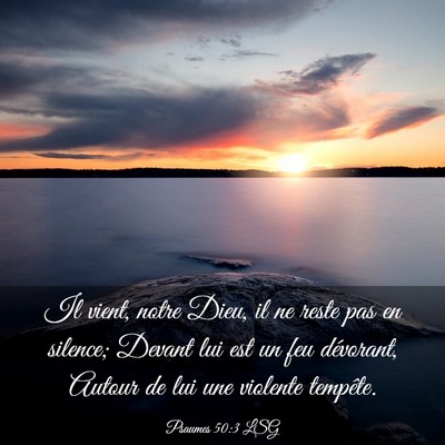 Picture 03 - Psaumes 50:3 LSG - Il vient, notre Dieu, il ne reste pas en silence; - Bible Verse Picture