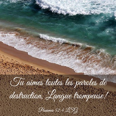 Picture 03 - Psaumes 52:4 LSG - Tu aimes toutes les paroles de destruction, - Bible Verse Picture