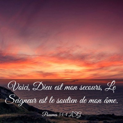 Picture 03 - Psaumes 54:4 LSG - Voici, Dieu est mon secours, Le Seigneur est le - Bible Verse Picture