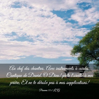Picture 03 - Psaumes 55:1 LSG - Au chef des chantres. Avec instruments à cordes. - Bible Verse Picture
