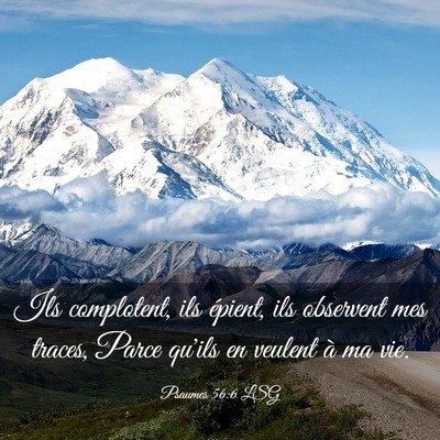 Picture 03 - Psaumes 56:6 LSG - Ils complotent, ils épient, ils observent mes - Bible Verse Picture