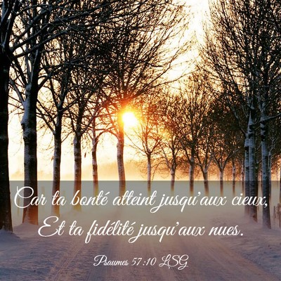 Picture 03 - Psaumes 57:10 LSG - Car ta bonté atteint jusqu'aux cieux, Et ta - Bible Verse Picture