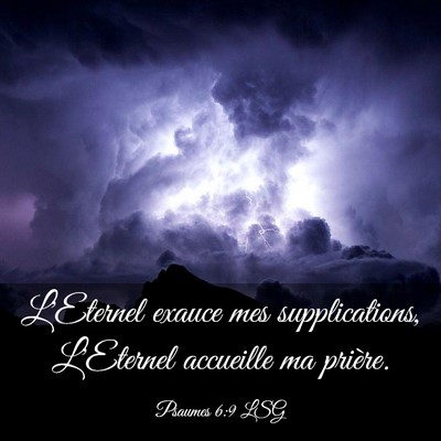 Picture 03 - Psaumes 6:9 LSG - L'Eternel exauce mes supplications, L'Eternel - Bible Verse Picture