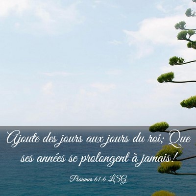 Picture 03 - Psaumes 61:6 LSG - Ajoute des jours aux jours du roi; Que ses - Bible Verse Picture