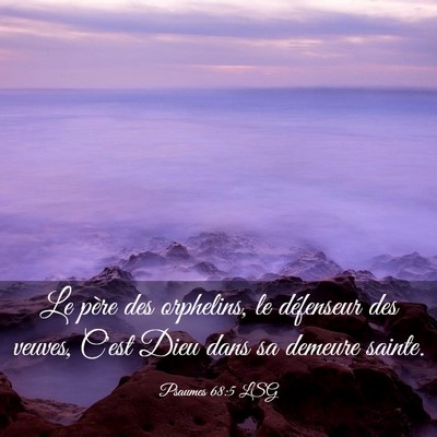 Picture 03 - Psaumes 68:5 LSG - Le père des orphelins, le défenseur des veuves, - Bible Verse Picture