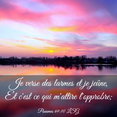 Picture 03 - Psaumes 69:10 LSG - Je verse des larmes et je jeûne, Et c'est ce qui - Bible Verse Picture