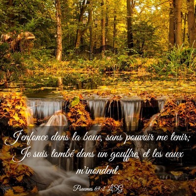 Picture 03 - Psaumes 69:2 LSG - J'enfonce dans la boue, sans pouvoir me tenir; Je - Bible Verse Picture