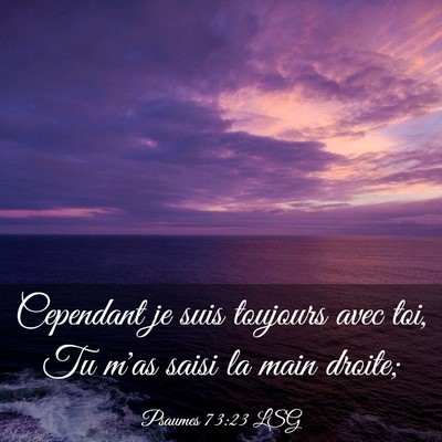 Picture 03 - Psaumes 73:23 LSG - Cependant je suis toujours avec toi, Tu m'as - Bible Verse Picture