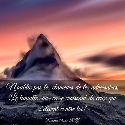 Picture 03 - Psaumes 74:23 LSG - N'oublie pas les clameurs de tes adversaires, Le - Bible Verse Picture