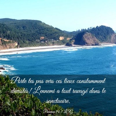 Picture 03 - Psaumes 74:3 LSG - Porte tes pas vers ces lieux constamment - Bible Verse Picture